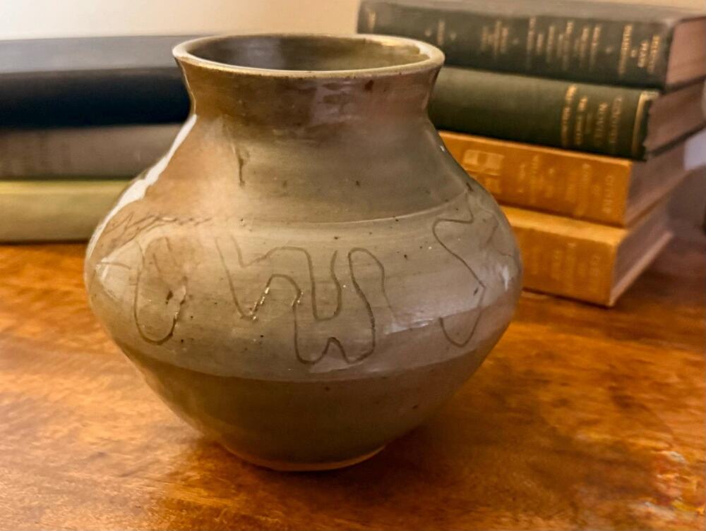 Vintage EMC Studio Pottery Vase | Hand Thrown Earth Tone Stoneware Vessel